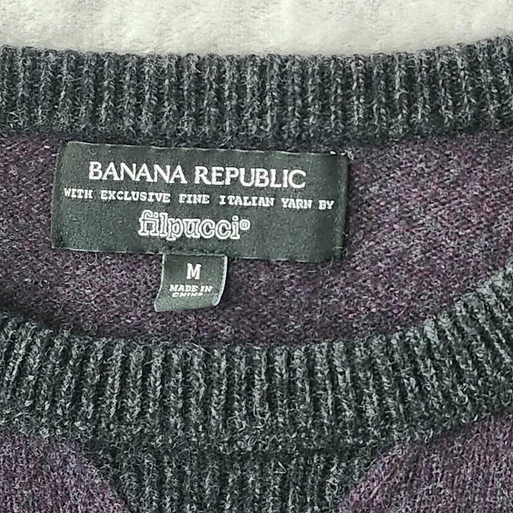 Banana Republic Men's Crewneck Italian Yarn by Filpucci‎ Purple Gray Size Medium
